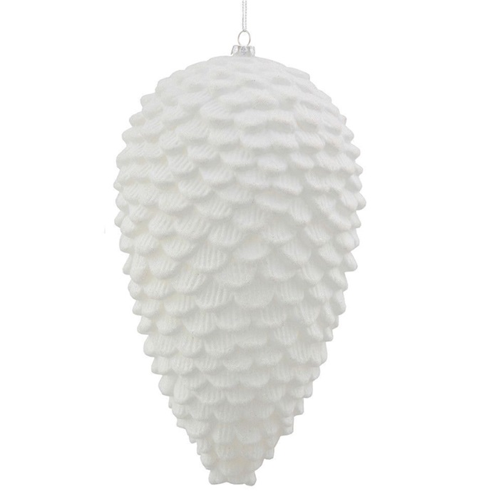 Yılbaşı Ağacı Beyaz Simli Kozalak Asma Süs