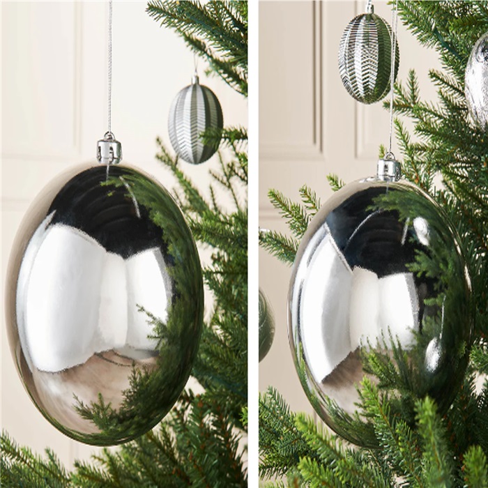 Yılbaşı Ağacı Büyük Gümüş Parlak Top Süs