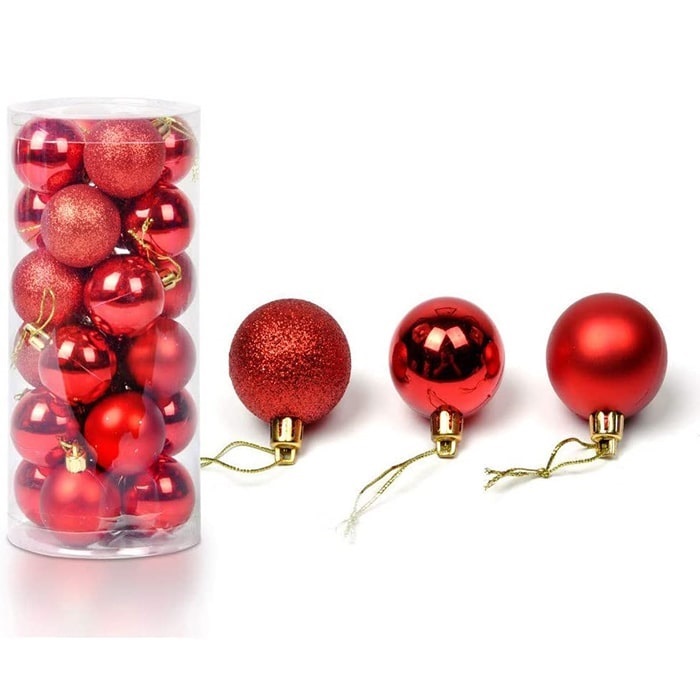 Kırmızı Renkli Süslü Yılbaşı Ağacı