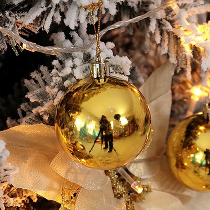 Yılbaşı Ağacı 15 CM Gold Parlak Asma Top Süs