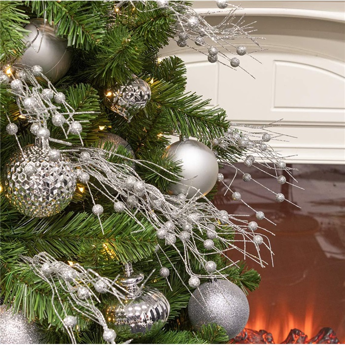 Yılbaşı Ağacı Gümüş Dekorasyon Stick Dal