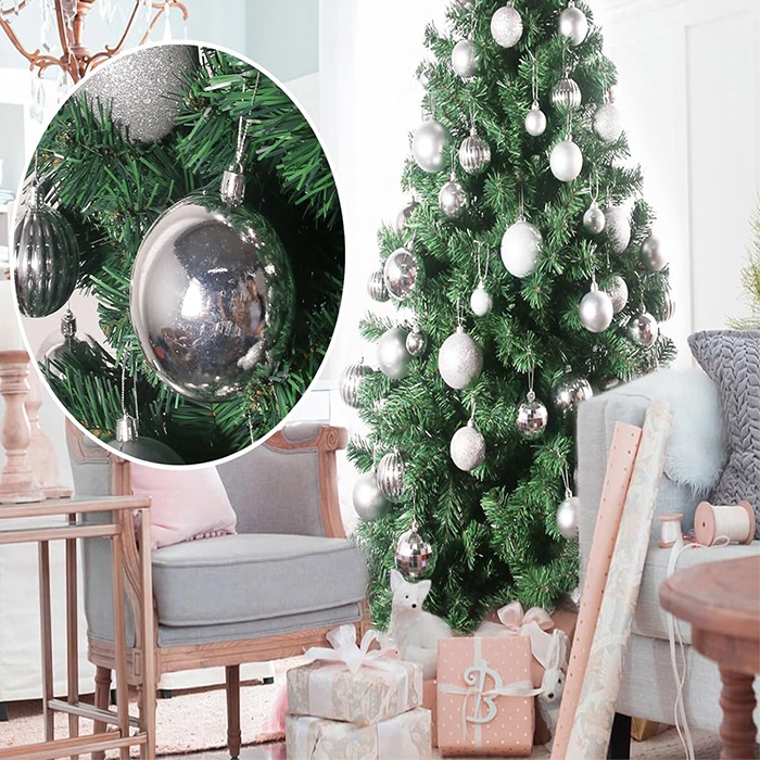 Yılbaşı Ağacı Gümüş Renkli Top Süs 10 Cm