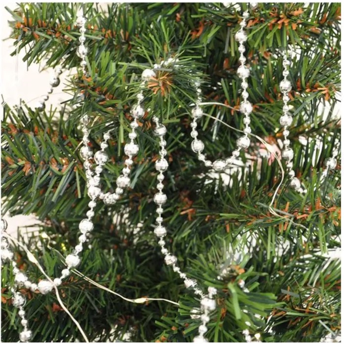 Yılbaşı Ağacı Gümüş Renkli Zincir Süs