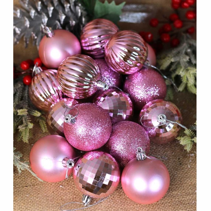 Yılbaşı Ağacı Kadife Desenli SüsTop 4 lü 10 CM