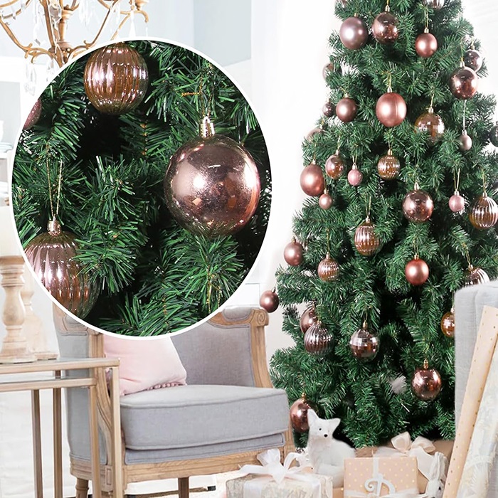 Yılbaşı Ağacı Rose Gold Renkli Top Süs 10 Cm