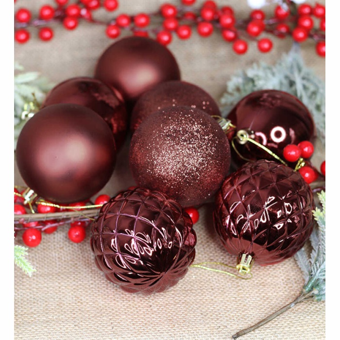 Yılbaşı Ağacı Şarap Renkli Top Süs