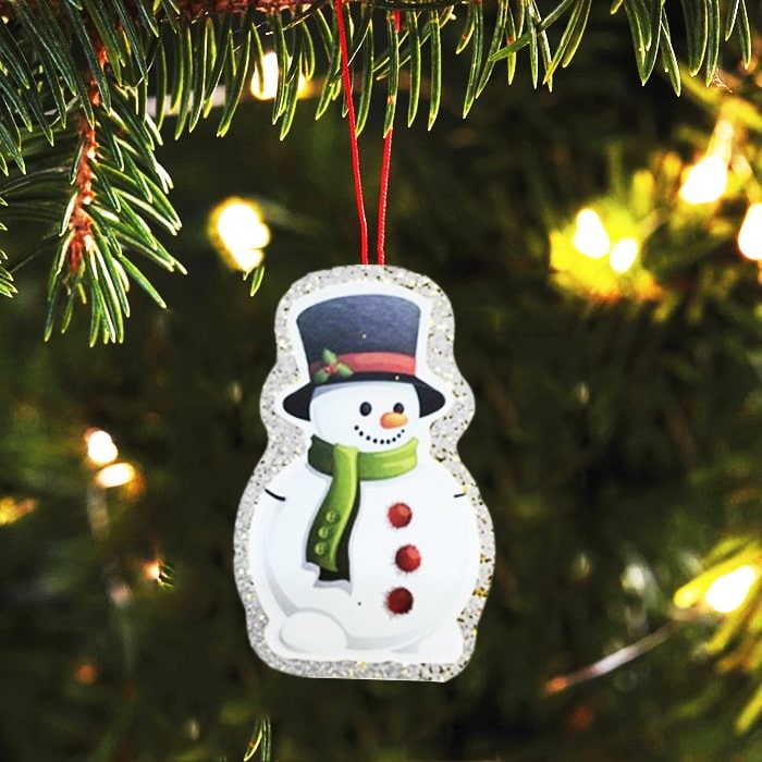 Yılbaşı Ağacı Gümüş Simli Kardan Adam Süs