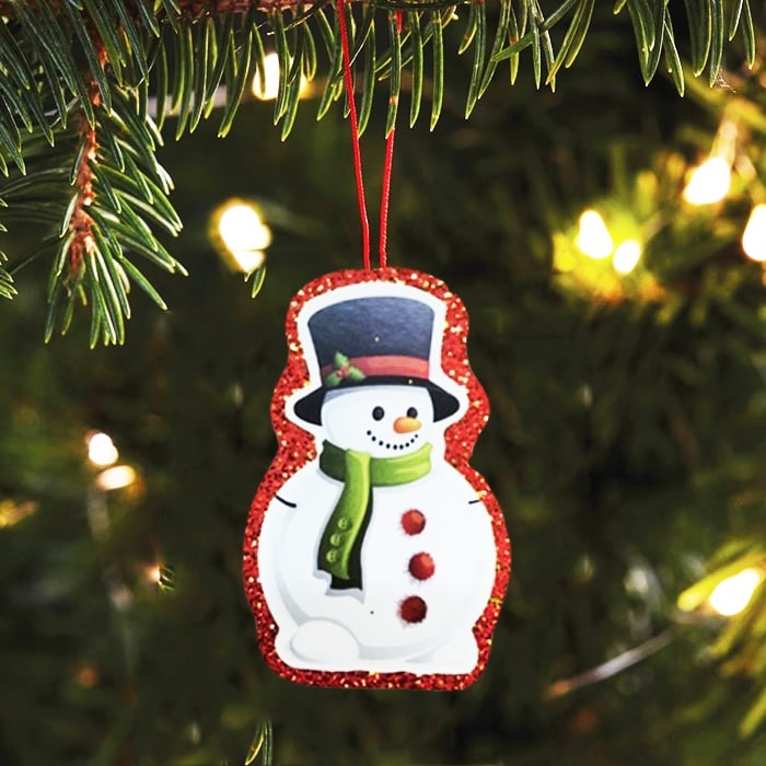 Yılbaşı Ağacı Kırmızı Simli Kardan Adam Süs