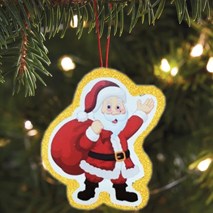 Altın Renkli Noel Baba Asma Süs Simli