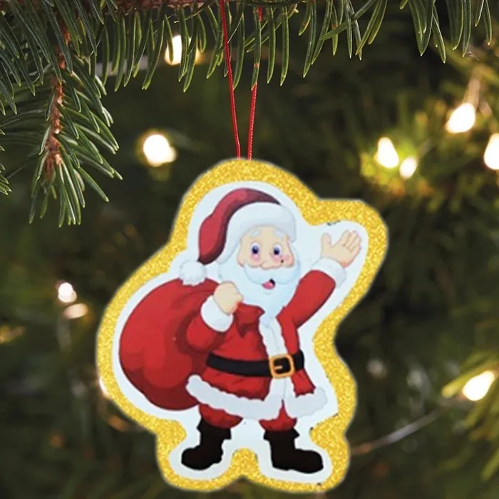 Altın Renkli Noel Baba Asma Süs Simli