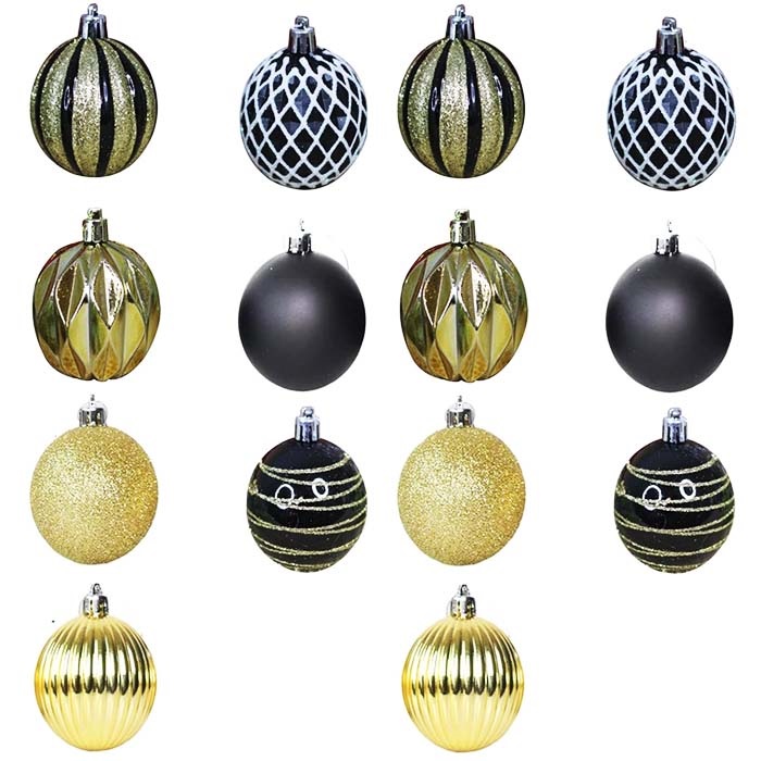 Yılbaşı Ağacı Siyah Gold Desenli Top Süs