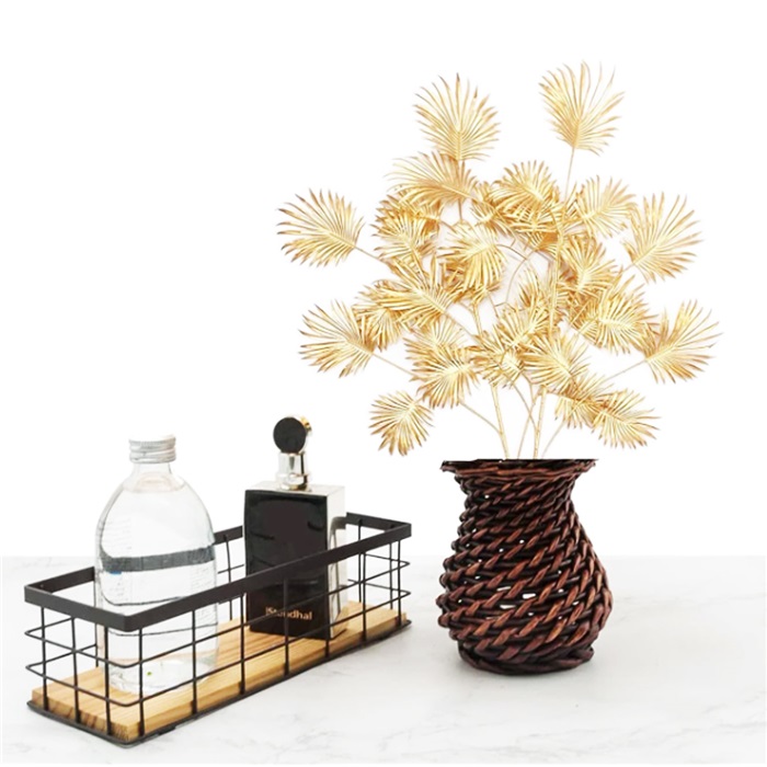 Yılbaşı Altın Yelpaze Yaprakları Vazo Süsü