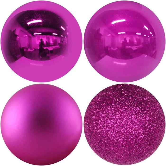 Yılbaşı Fuşya  Top Ağaç Süs 24 Adet