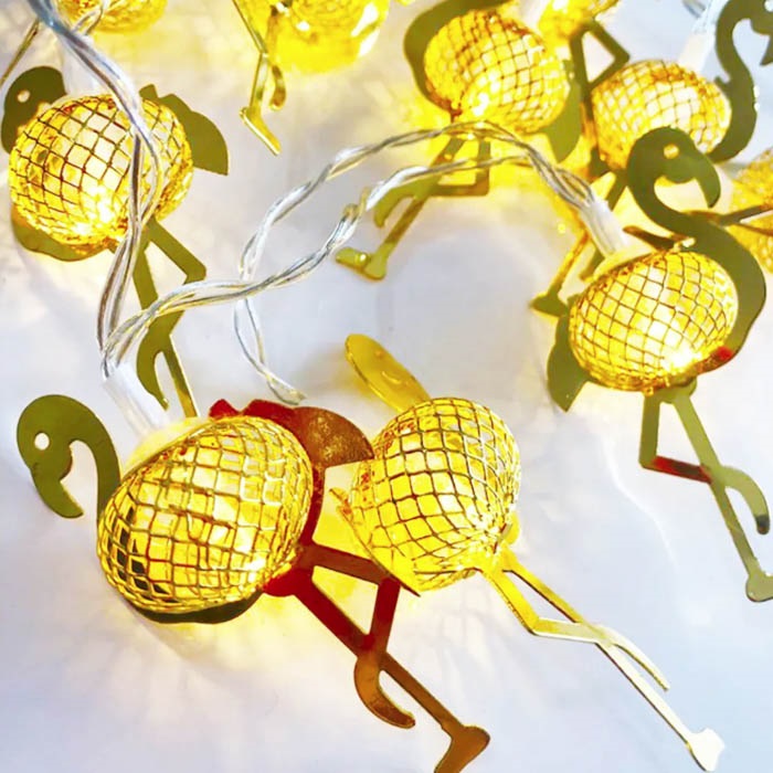 Yılbaşı Metal Led Flamingo Işık Pilli