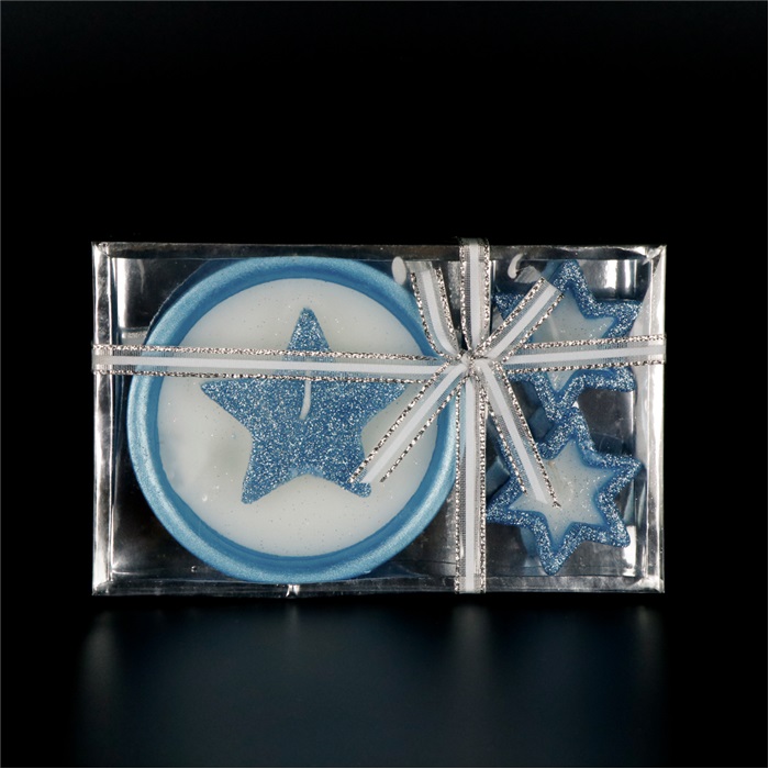 Mavi Renkli Hediyelik Yıldızlı Mum