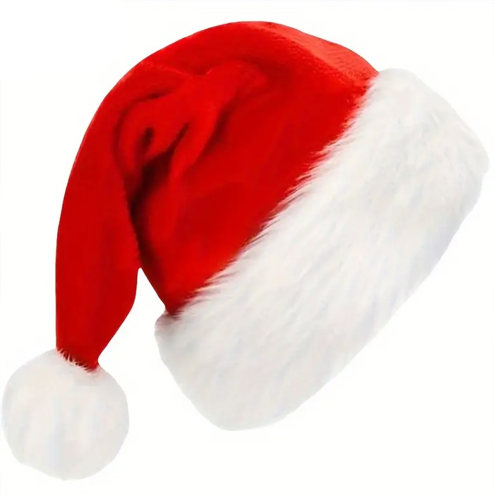 Yılbaşı Noel Baba Kadife Şapka Lüks