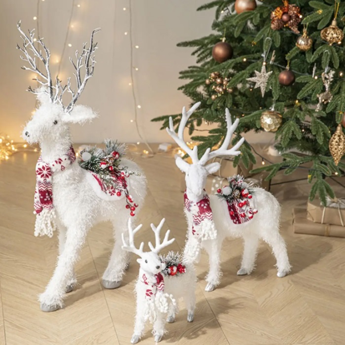 Yılbaşı Beyaz Renkli Geyik Dekor Süs