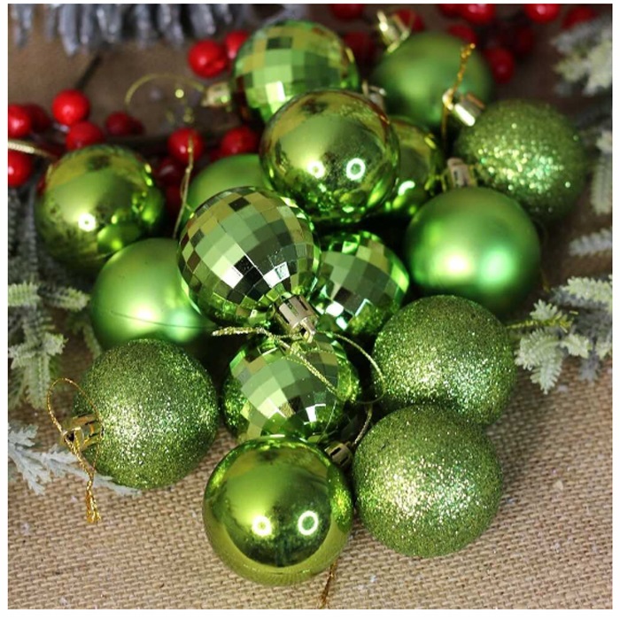 Yılbaşı Yeşil Top Ağaç Süs 16 Adet