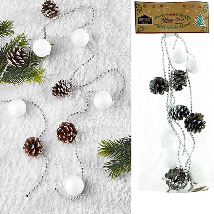 Gümüş Renkli Yılbaşı Ağacı Zincir Süs