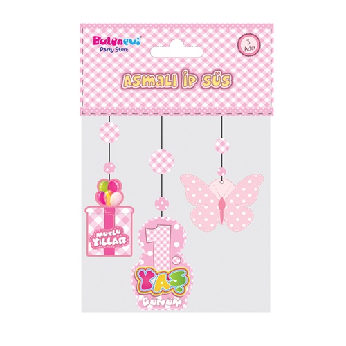 1 Yaş Temalı Kız Tavan Asmalı İp Süs