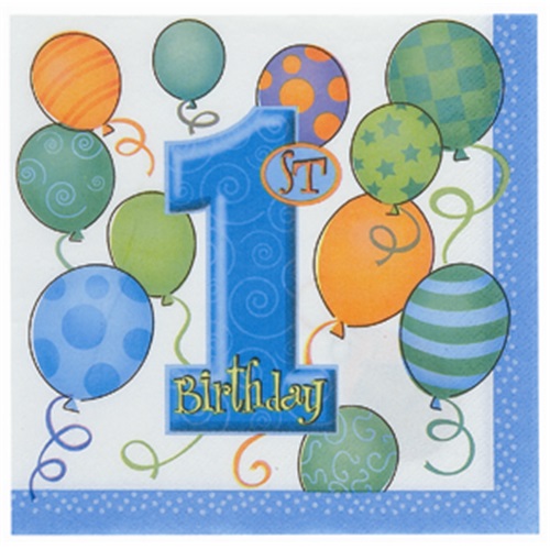 1 Yaş Temalı Erkek Balonlu Peçete