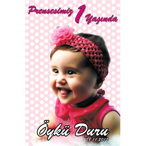 1 Yaş Temalı Kız Kişiye Özel Afiş