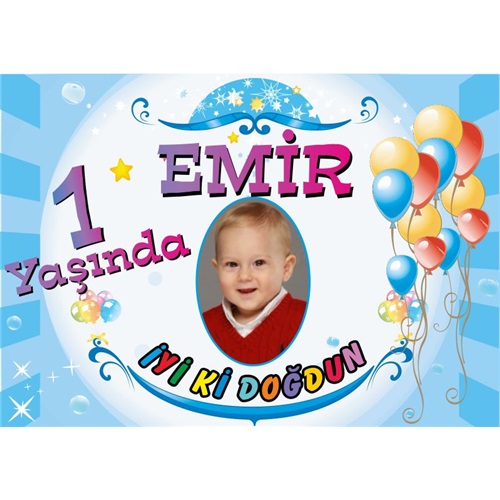 1 Yaş Temalı Kişiye Özel Afiş