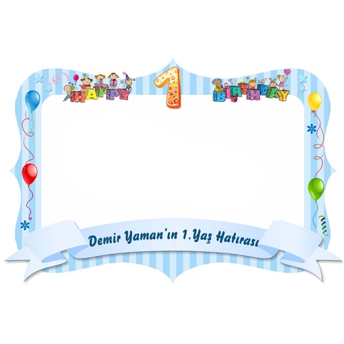 1 Yaş Temalı Kişiye Özel Fotoğraf Çerçevesi