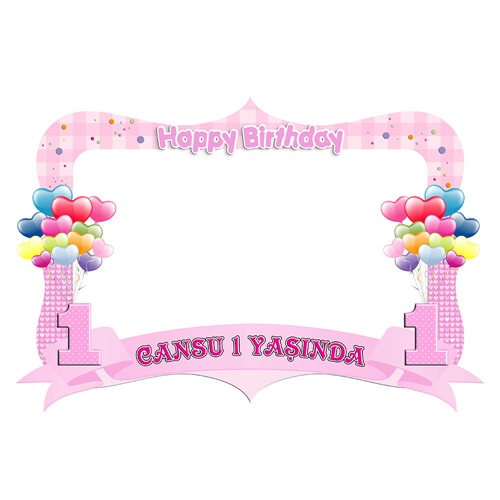 1 Yaş Temalı Kız Kişiye Özel Çerçeve