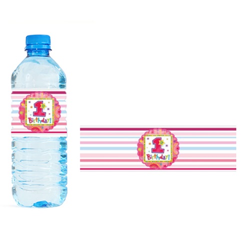 1 Yaş Temalı Kız Su Şişe Etiketi
