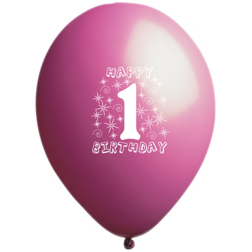 1 Yaş Temalı Pembe Balon