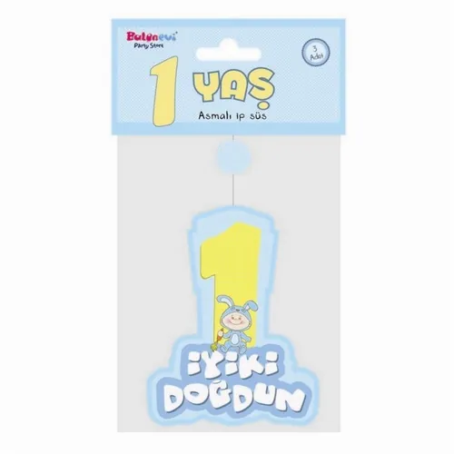 1 Yaş Temalı İyi Ki Doğdun Asmalı İp Süs