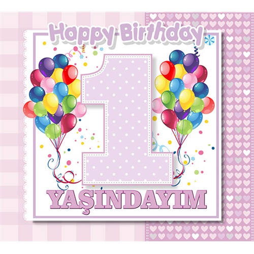 1 Yaşındayım Kız Pankart