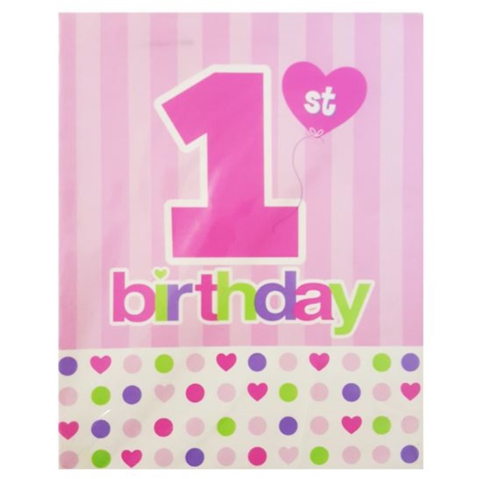 1 Yaş Kız Doğum Günü Kalpli Davetiye