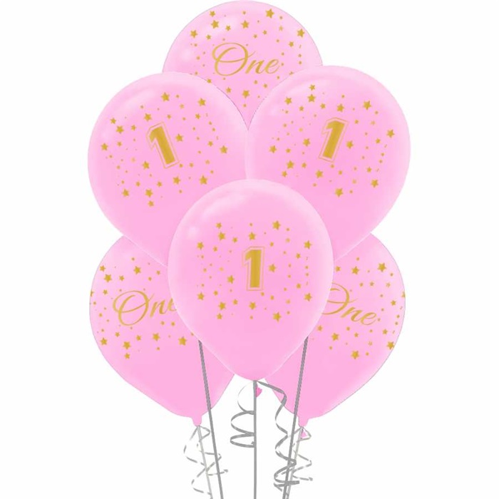 1 Yaş Pembe Baskılı Balon