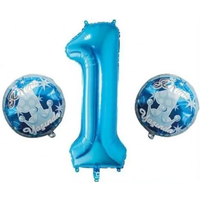1 Yaş Prens Mavi Balon Seti