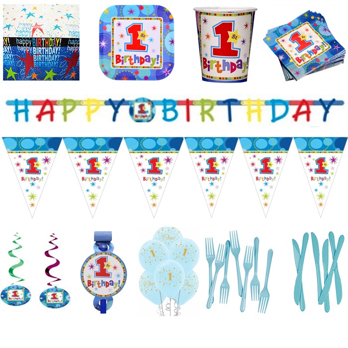 1 Yaş Yıldız Baskılı Parti Seti 24 Kişilik