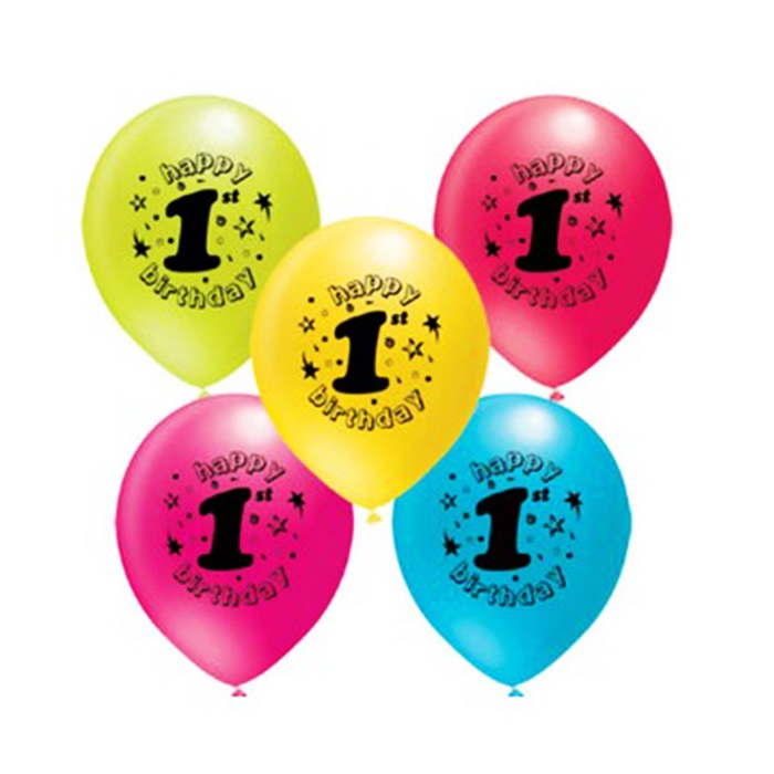 1 Yaş Baskılı Karışık Renkli Balon