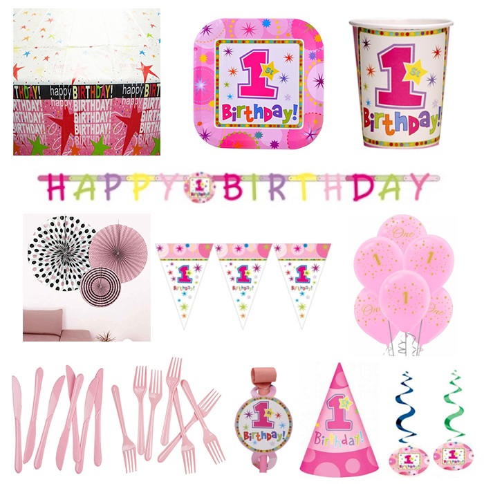 1 Yaş Temalı Kız Doğum Günü Parti Seti Süper