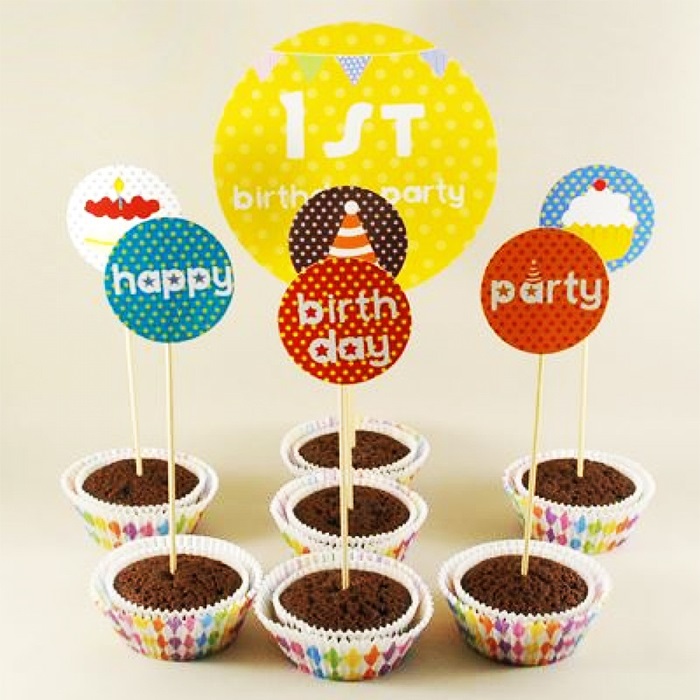 1 Yaş Temalı Kız Happy Birthday Kürdan Süs