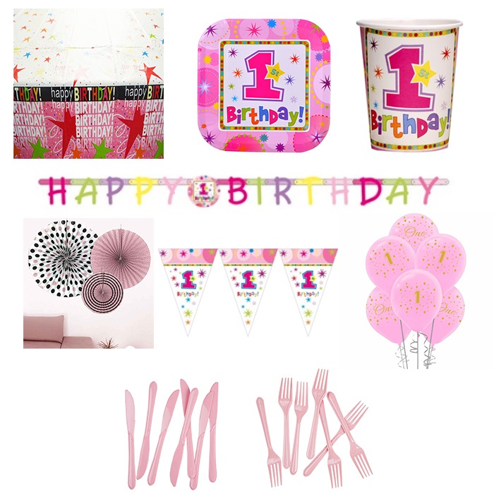 1 Yaş Temalı Kız Parti Seti 12 Kişilik