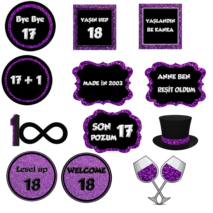 18 Yaş Temalı Konuşma Balonu Seti