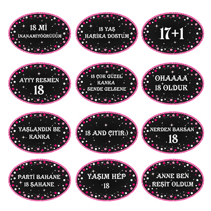 18 Yaş Pembe Konuşma Balonu Seti