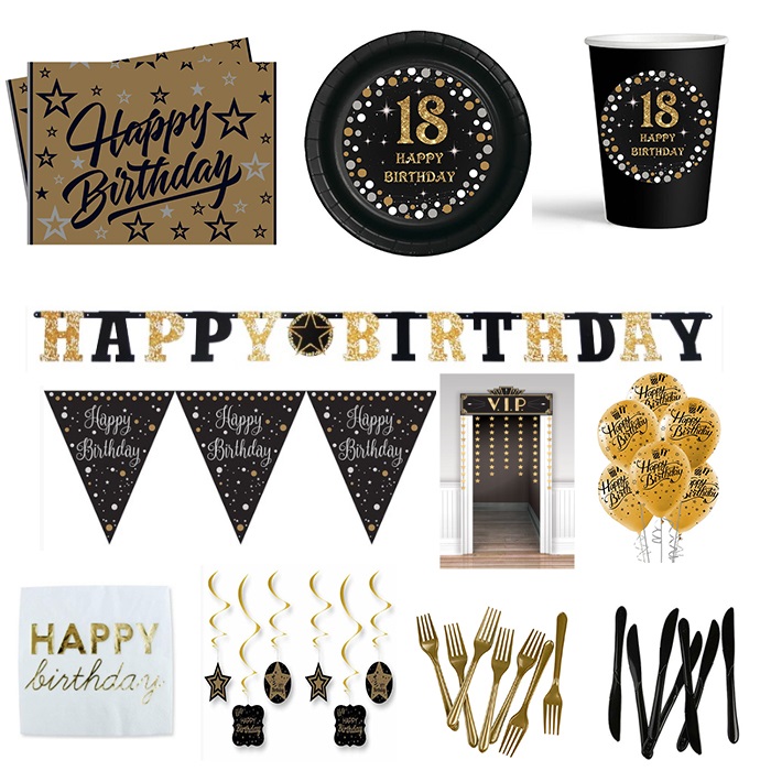 18 Yaş Temalı Siyah Parti Seti 24 Kişilik