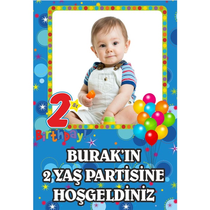 2 Yaş Erkek Ayaklı Pano Kişiye Özel