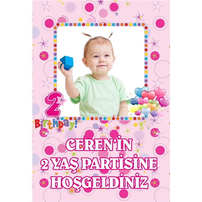 2 Yaş Kız Ayaklı Pano Kişiye Özel