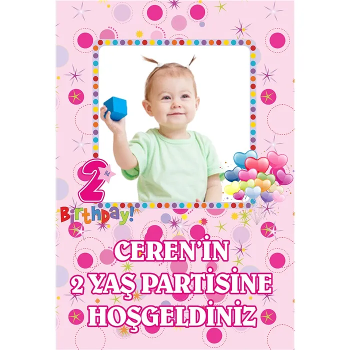 2 Yaş Kız Ayaklı Pano Kişiye Özel