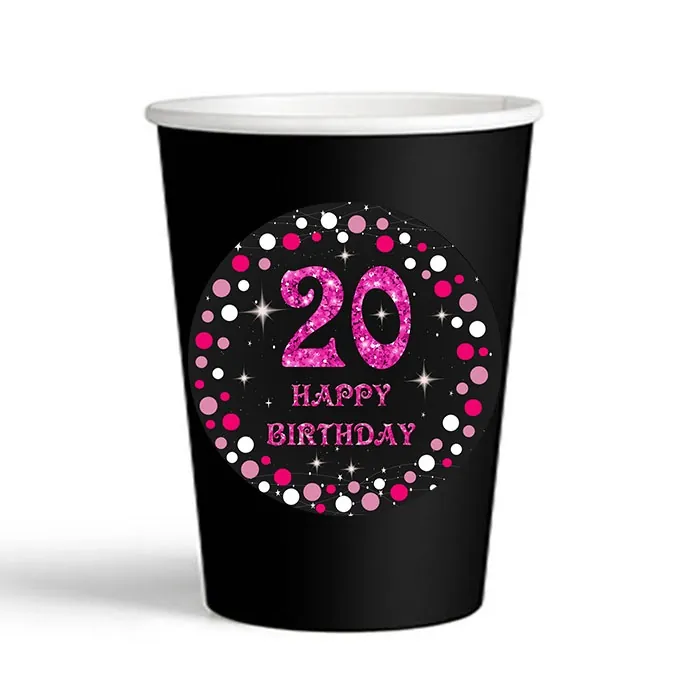 20 Yaş Fuşya Renkli Bardak