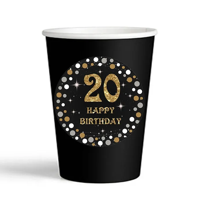 20 Yaş Siyah Renkli Bardak