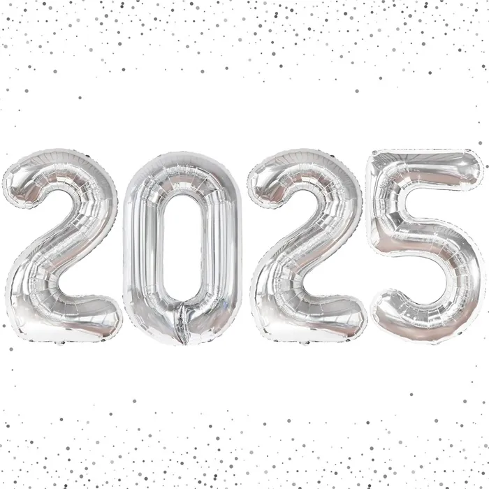 2025 Gümüş Rakam Folyo Balon